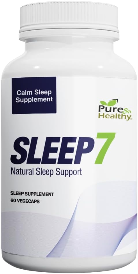 Pure & Gesunde Sleep7 Natural Sleep Support w/Magnesiumglycinat, Melatonin, L-Theanin, Valerian, Lemon Balm, GABA und Passion Flower