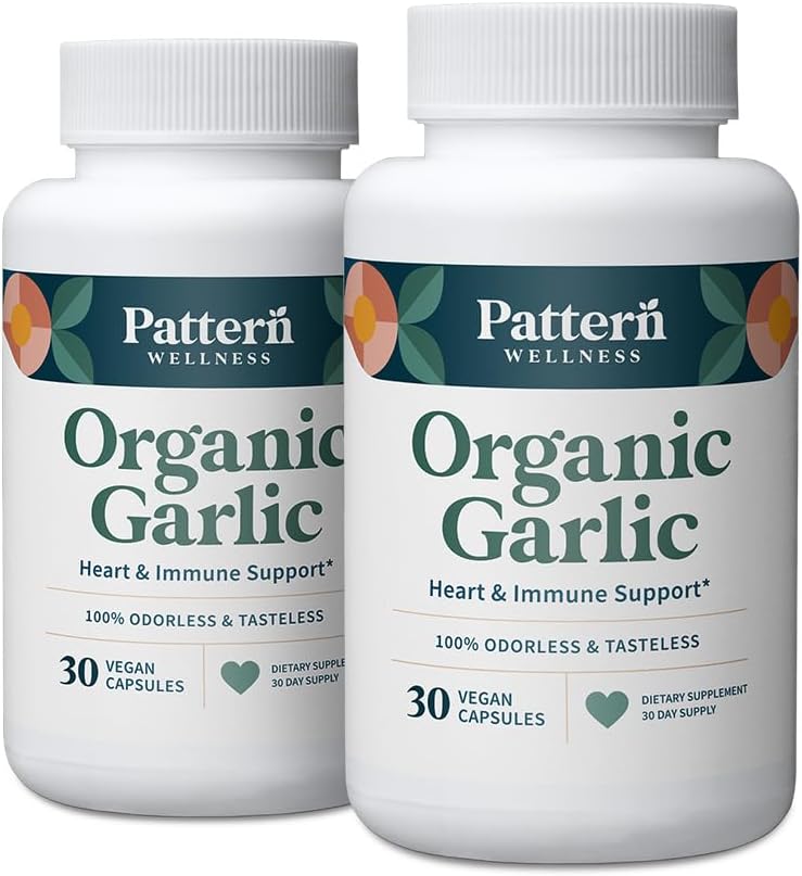 Muster Wellness Odorless Organic Garlic – 1000mg – Immun-, Circulatory & Heart Health Support – Non-GMO & Gluten Free – 60 Vegan Kapseln