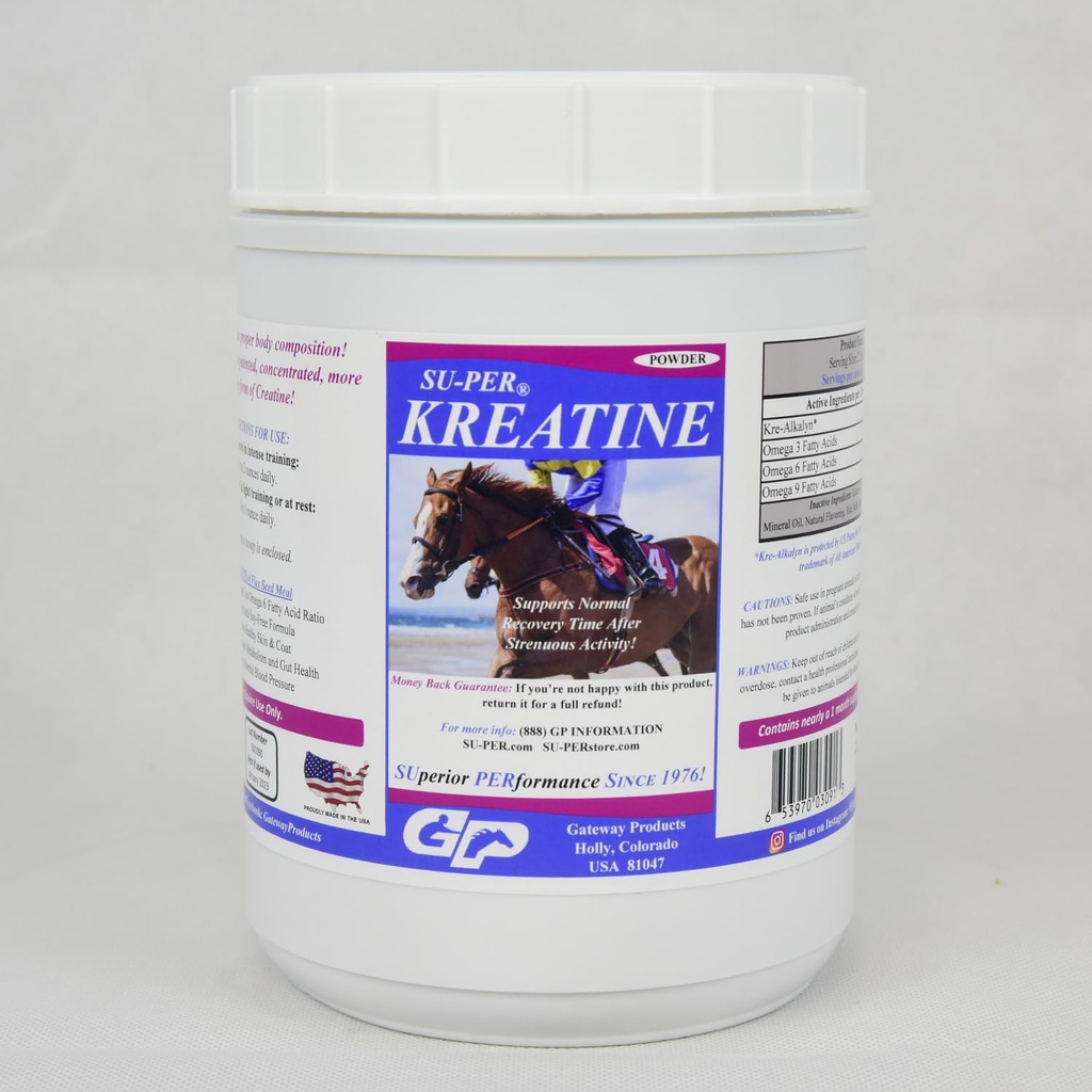 SUP-PER supplément Kreatine Energy Horse - soutient la production d'énergie, l'endurance et l'endurance - supplément créatine équine avec Kre-Alkalyn - 2,5 livres, (2 paquets)