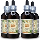 Kava Kava (Piper Methysticum) Tinktur, Getrockneter Wurzelflüssigkeitsextrakt (Markenname: HerbalTerra, Proudly Made in USA) 4x4 fl.oz (4x120 ml)