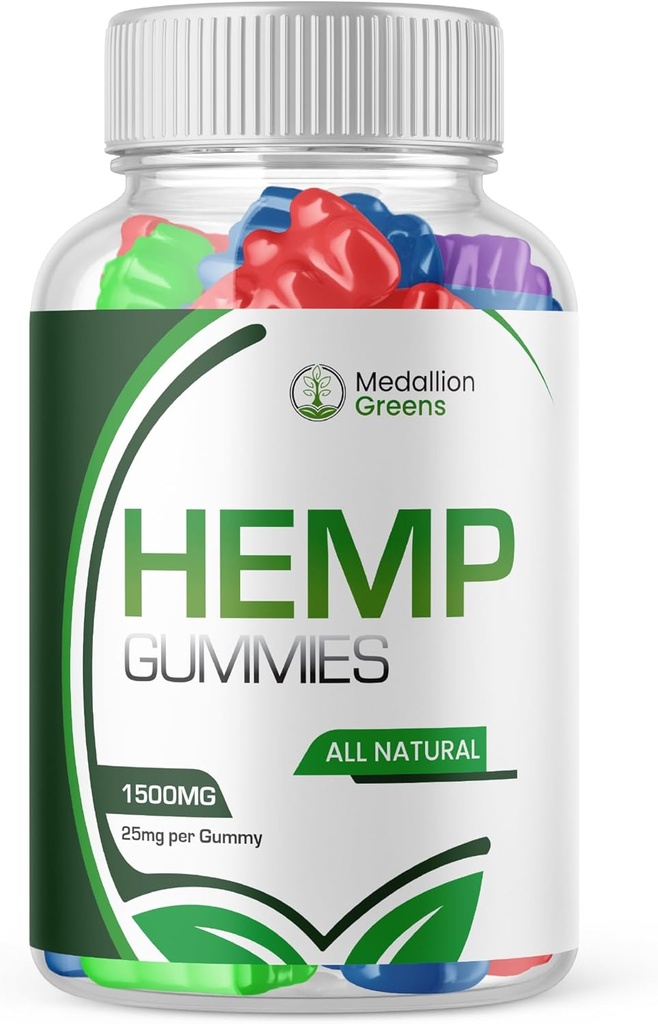 Medallion Greens Gummies - Medallion Greens Hemp Gummies Advanced Strength Performance Hemp Blend Formula, Big Size Gummy with 25mg Hemp Extract, Great Taste 1500mg Per Bottle, New 2024 (60 Gummies)