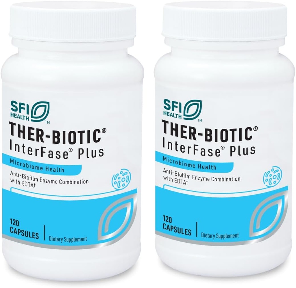 Klaire Labs SFI Health Interfase Plus - Enzym-Kombination zu Disrupt Biofilm Matrix + EDTA - Gastrointestinal System, Gut Flora, Biofilm & Detox Support (120 Kapseln / 2 Packung)