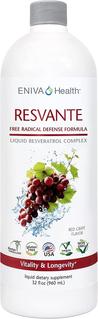 Eniva Resveratrol Ergänzung Anti-Aging Höchste Potenz verfügbar reine Eniva ResVante Flüssigkeit - 32 Unze