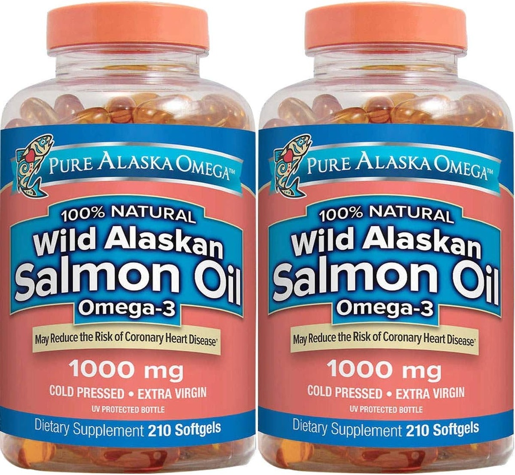 Pure Alaska Omega-3 Wild Alaskan Lachsöl 1000mg Softgels 2 Packs (210-Count Jeder)