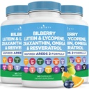Augengesundheit Vitamine mit Bilberry, Lutein & Zeaxanthin, Lycopin, Resveratrol, Grape Seed Extract Flaxseed Astaxanthin- AREDS 2-180 Kapseln