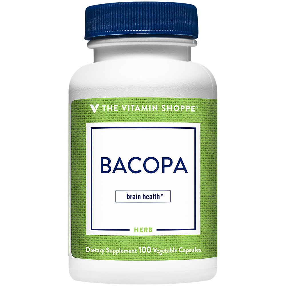 Der Vitamin Shoppe Bacopa 500MG (Bacopa Monnieri), Klinisch studierte Ingredient, Herbal Brain Support Supplement, Einmal täglich (100 Kapseln)