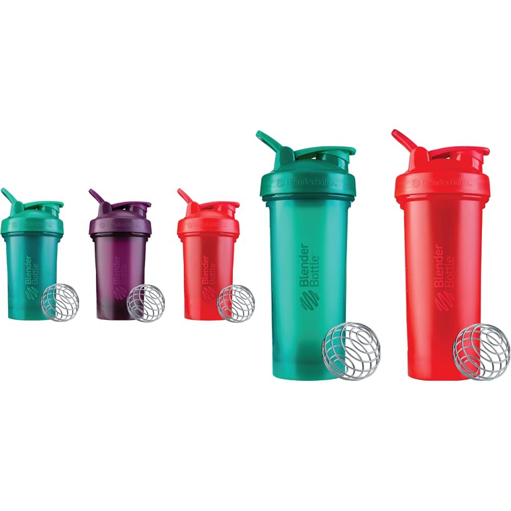 BlenderBottle Classic V2 20-Ounce Shaker Bottle, 3-Pack: Rot, Grün und Plum & Classic V2 Shaker Bottle Perfekt für Protein Shakes und Pre Workout, 28-Ounce (2 Pack), Rot, Grün