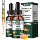 Supplément de gouttes liquides de glycinate de magnésium, avec le glycinate de magnésium 500mg Ashwagandha, L - Theanine, Camomille - Soutien anti-stress, os, Muscle, Mood Mango Flavor 2Pack