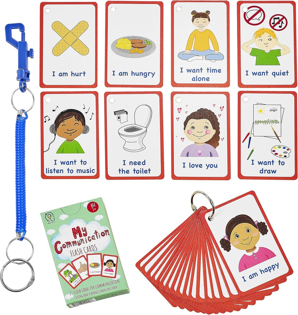 Besoins spéciaux Mes cartes de communication pour Ed spécial, délai de parole Enfants non verbales et adultes avec autisme 27 cartes Flash pour l'aide visuelle ou cartes de repère
