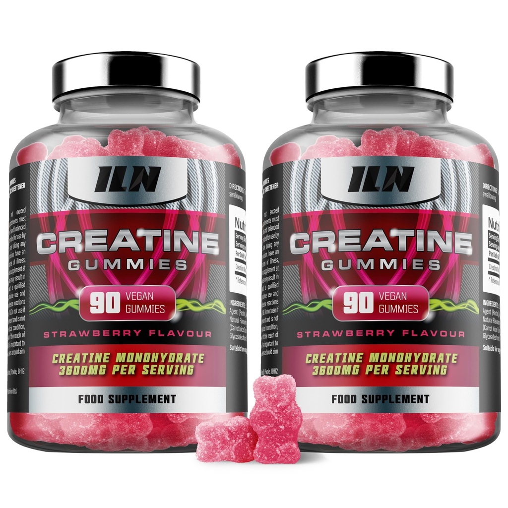 Iron Labs Nutrition Creatine Monohydrate (180 Gummy Bears) - 3600mg pro Servieren - Erdbeer-Flaschen - High Strength Creatine für Herren & Frauen (180 Vegan Gummi)