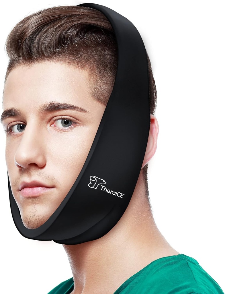 TheraICE Soft Sagesse Dents Recovery Ice Pack Face Wrap. TMJ Pain Relief Product. Paquet de glace dentaire pour chirurgie orale. Jaw Chin Tonsillectomy Tête Facial Jaw Bra gel froid extensible.
