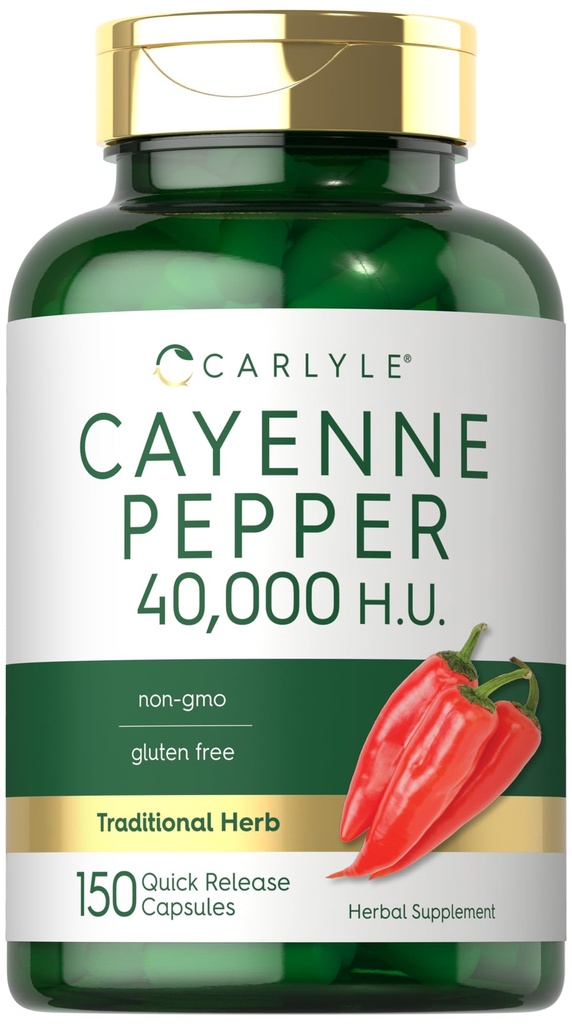 Carlyle Cayenne Pfeffer Kapseln | 40.000 HU | Non-GMO und glutenfreie Ergänzung
