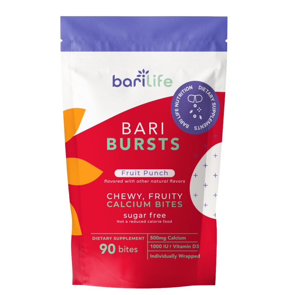Calcium Citrate Bariatric Calcium Chews mit 1000 IU Vitamin D3 - Ideal für Bariatric Patienten - BariBurst von Bari Life (Fruit Punch)