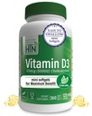 Gesundheit Thru Nutrition Vitamin D3 5000iu 360 Mini Softgels für maximale Leistung Jahr Versorgung | 125mcg Cholecalciferol | 3rd Party Getestet | Non-GMO USP Grad in Bio-EVOO | Immungesundheitsunterstützung