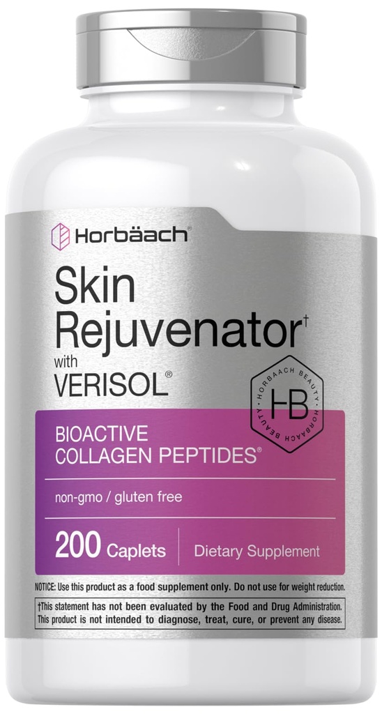 Régénérateur de peau Horbäach avec des peptides de collagène bioactifs Verisol. 200 Caplets.