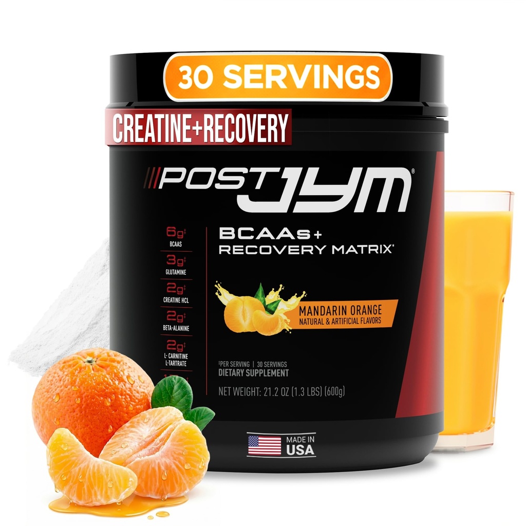 JYM Supplement Science Post JYM Active Matrix Mandarin Orange Amino Erholung Pulver reine Kreatin HCL, BCAA’s, Glutamin, Carnitin, Betaine, Taurine für Stärke, Reparatur, Leistung 30 Servierungen