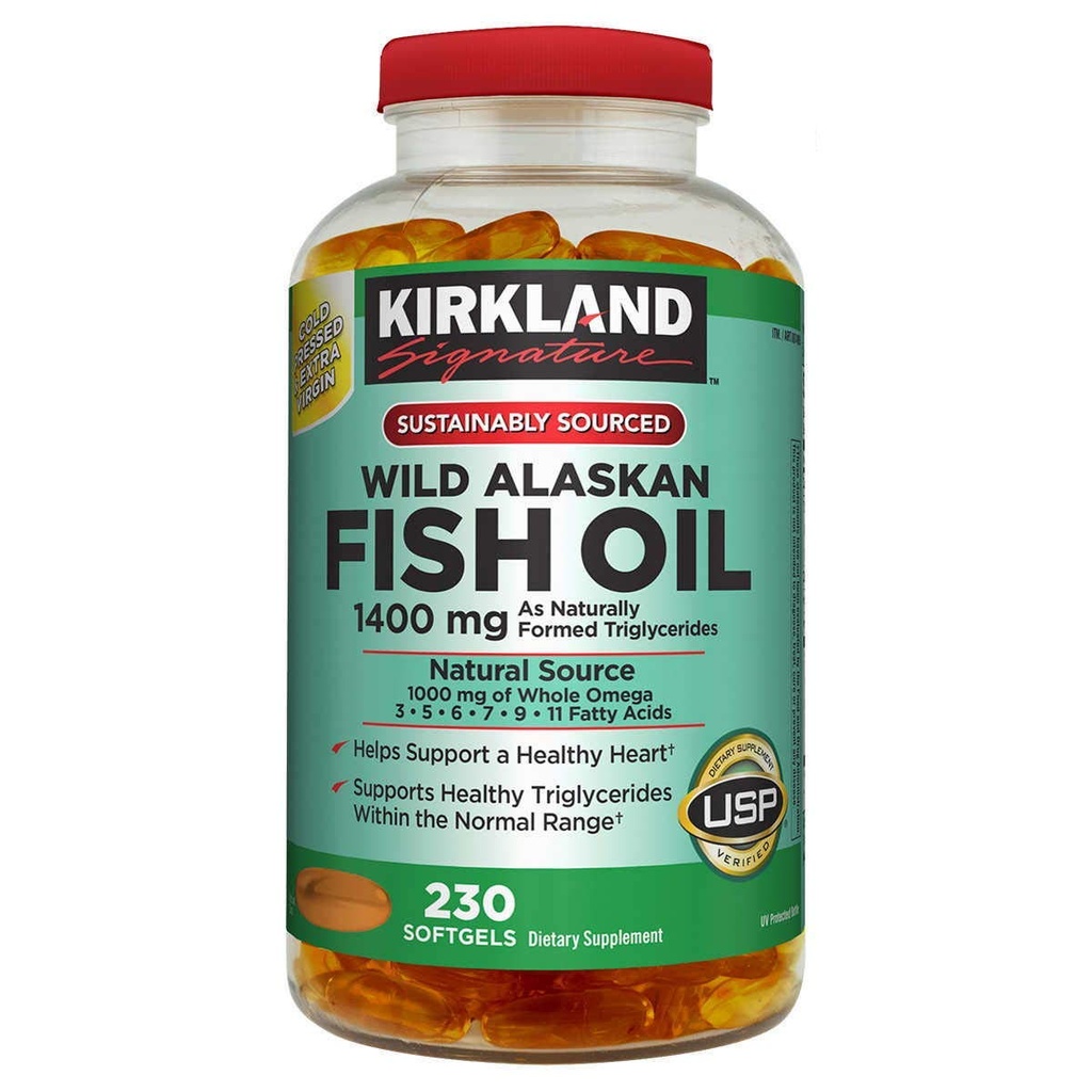 Kirkland Signature Kirkland Signature Wild Alaskan Fish Oil 1400 mg Nahrungsergänzung (Netcount 230 Soft Gels),, 230Count ()