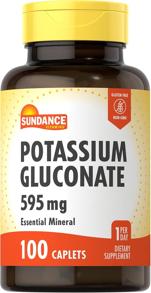 Sundance Kalium Gluconate 595mg | 100 Count | Essential Mineral Supplement | Vegetarisch, Non-GMO und glutenfreie Formel