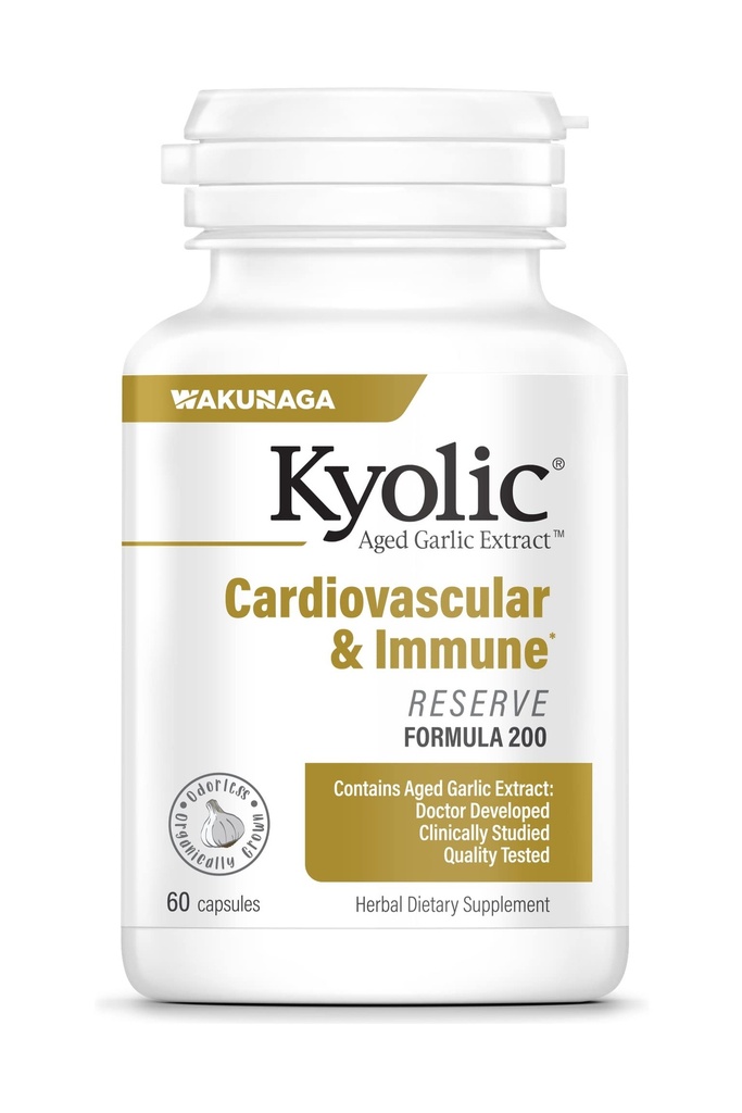 Kyolic Aged Garlic Extract Formula 200, Cardiovascular & Immune*, Reserve, 60 Capsules