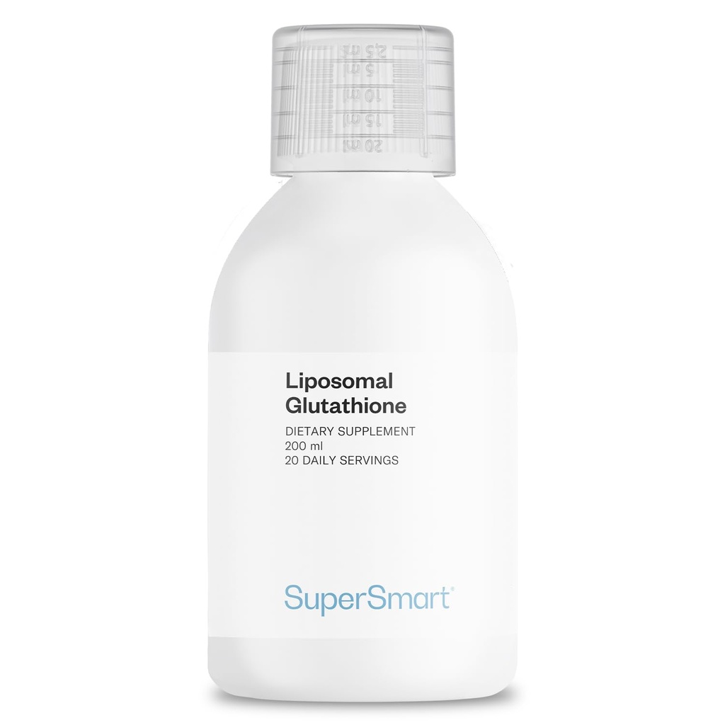 Supersmart - Liposomale Glutathione Flüssigkeit 900mg pro Tag (hohe Potenz) - Hochverfügbare Form von Glutathion - Verbessertes Antioxidans mit Vitamin C | Non-GMO & Gluten Free - 200ml - 20 Servierungen