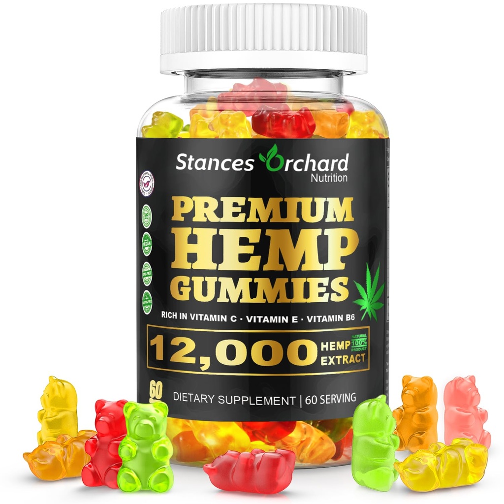 Hanfgummis Advanced Extra Strength - High Potency Hanf Gummy für Erwachsene Entspannung - Natürlich, Bio, Zuckerfrei, Vegan, Fruchtig Edibles - 60 Count, 2-Month Supply