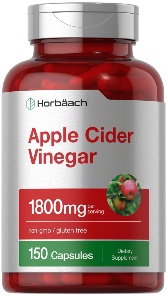 Horbäach Apple Cider Essig Kapseln | 1800mg | 150 Pillen | Non-GMO, Gluten kostenlose Ergänzung