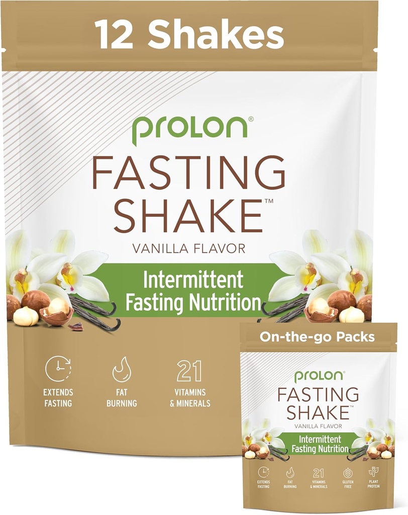 Prolon Intermittent Fasting Drink Mix | Shake für intermittierendes Fasten | Vitamine, Fiber, Pflanzenbasiertes Protein, Superfoods | Keto, Vegan, Glutenfrei, Dairy Free | Vanilla, (12 ct)