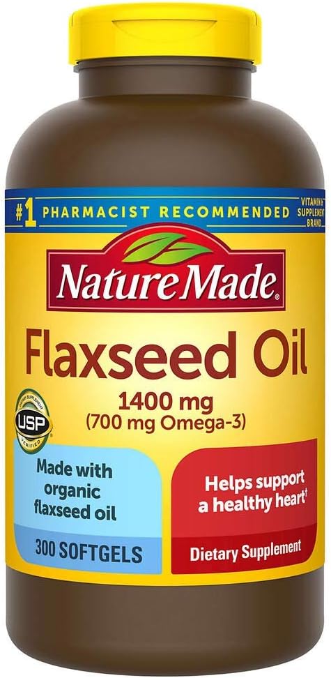 Huile de lin biologique de nature 1400 mg Oméga-3 700 mg 300 Softgels