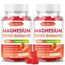 Gommies d'oxyde de magnésium de 2 paquets 400mg, Supplément d'oxyde de magnésium à croquer pour adultes et enfants, support nerveux et musculaire, non-OGM, sans sucre, saveur de fraise, 120 comte
