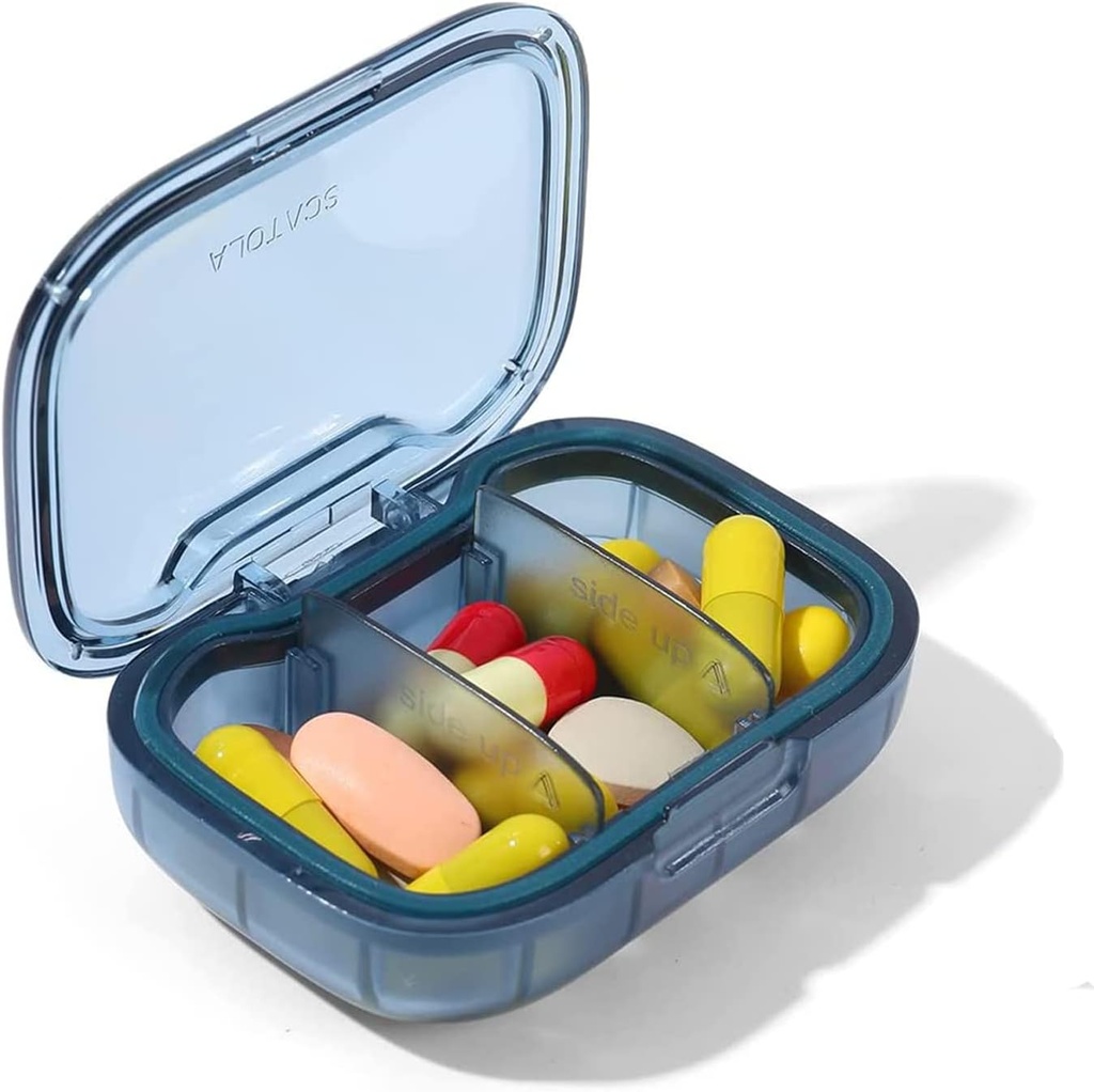 3 Kompartiment Pille Box, Moisture Proof Pille Case, Travel Pill Organizer für Pocket Purse, Täglich tragbare Medizin Vitamin Box, Fish Oil Box, Supplement Box