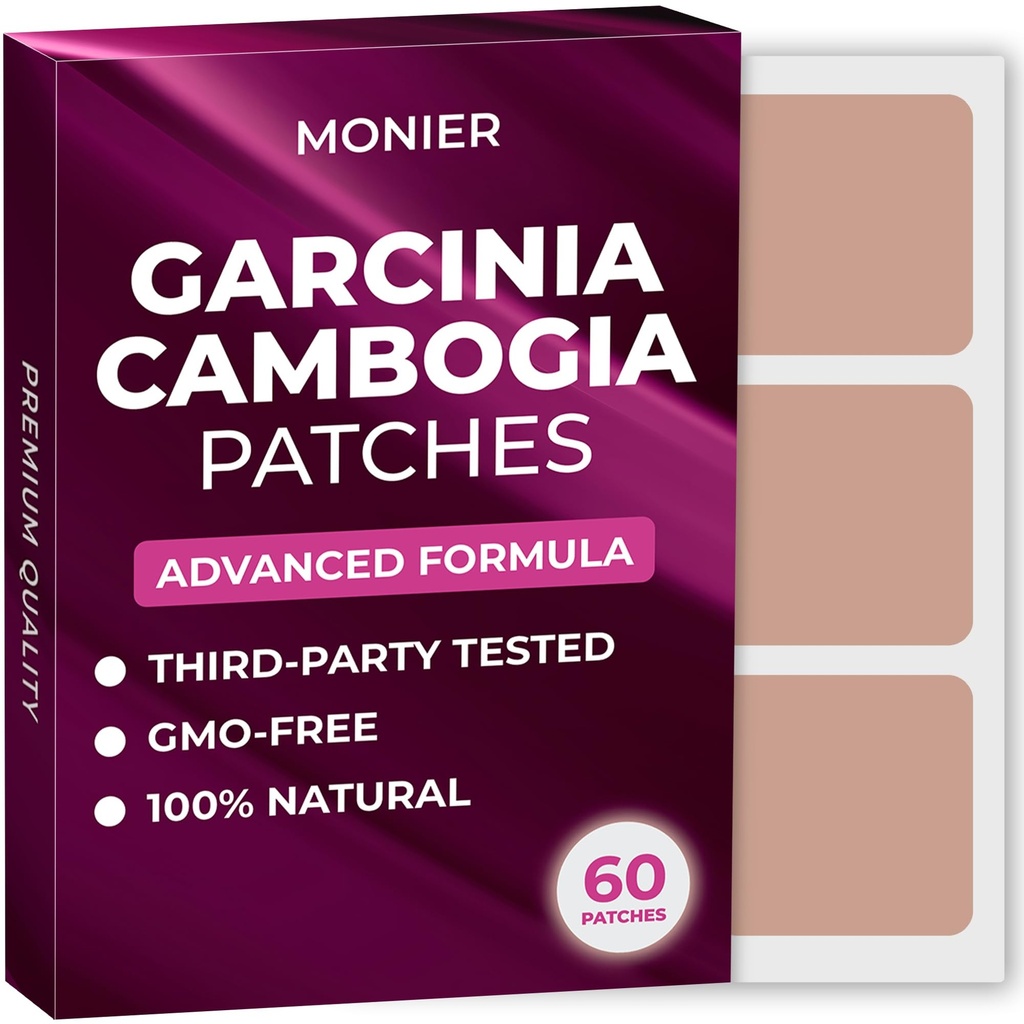 MONIER Garcinia Cambogia Patches (paquet de 60) - 100% naturel pour les femmes et les hommes - avec B12 & Potassium - Énergie, Focus & Soutien corporel - Formule améliorée