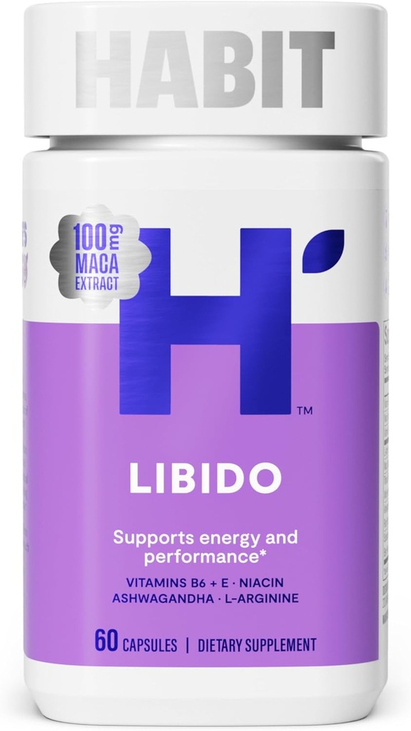 Habit Libido Supplement (60 Kapseln) - New Look, Natural Aphrodisiac Blend mit Maca, Ashwagandha L-Arginin, unterstützt Energie und Leistung, Vegan, Non-GMO (1 Pack)