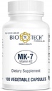 Bio-Tech Pharmacal MK-7 (Vitamin K2), 100 pflanzliche Kapseln – All-Naturale Ergänzung – Unterstützt Herz-Kreislauf- und Knochengesundheit – No Dairy, Fish, Gluten, Peanut, Shellfish, GMOs, Kosher, Halal, & Soy –