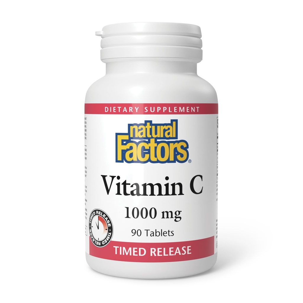 Facteurs naturels - Vitamine C 1000mg Libération dans le temps, Protection antioxydante, 90 comprimés