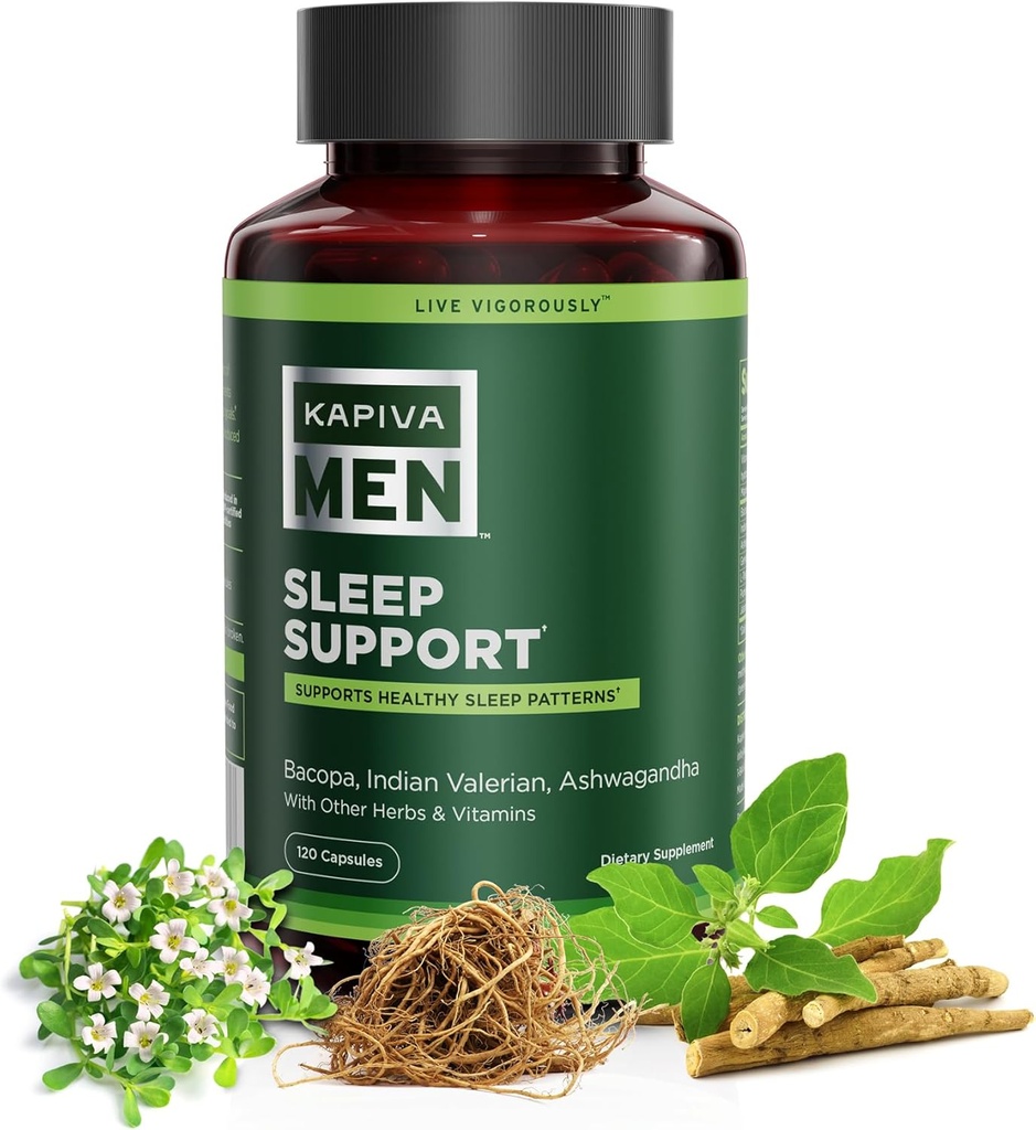 Schlafhilfe-Ergänzung mit Bacopa, Valerian, Ashwagandha und anderen Kräutern und Vitaminen, unterstützt gesunde Schlafmuster, 60 Tage Versorgung, 120 Kapseln