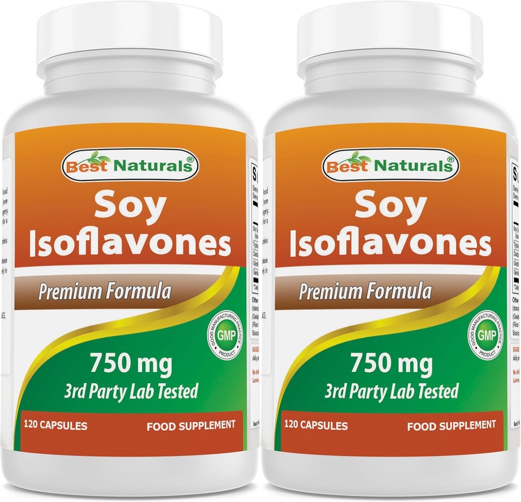 Meilleures Isoflavones de soja naturel 750 mg 120 Capsules (120 Nombre (paquet de 2))