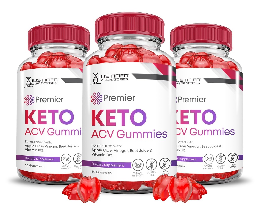 Justified Laboratories (3 Pack Premier Keto ACV Gummies Premier Keto Gummies Advanced 1000MG Apple Cider Essig mit Granatapfelsaft Pulver B12 Vegan Non GMO 180 Gummys