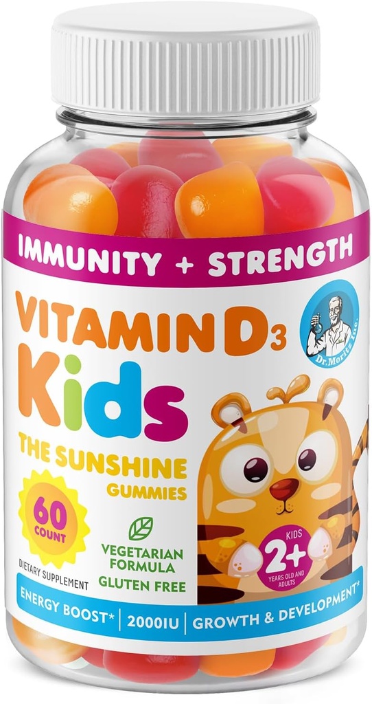Vitamin D3 Gummi für Kinder & Erwachsene 2000 IU - High-Absorption Vitamin D Kindergummis Ergänzungen - Vegetarisch, Immununterstützung D3 für Erwachsene & Kinder (60 Count)