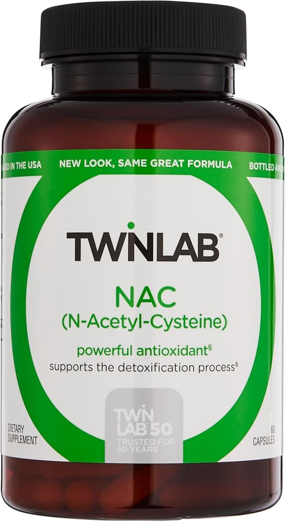 Twinlab N-Acetyl-Cystein (Nac) - Antioxidante Ergänzungen für Männer und Frauen - 600 mg, 60 Kapseln