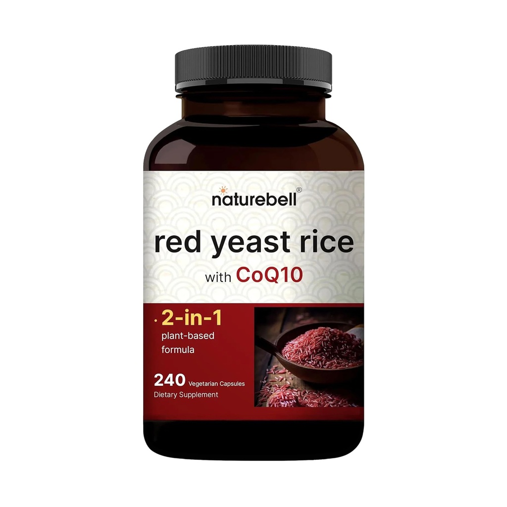 Red Yeast Rice mit CoQ10, 240 Veggie Capsules | Advanced Heart Health Herbal Supplement – Antioxidante Unterstützung für Energie und Herzgesundheit – Non-GMO