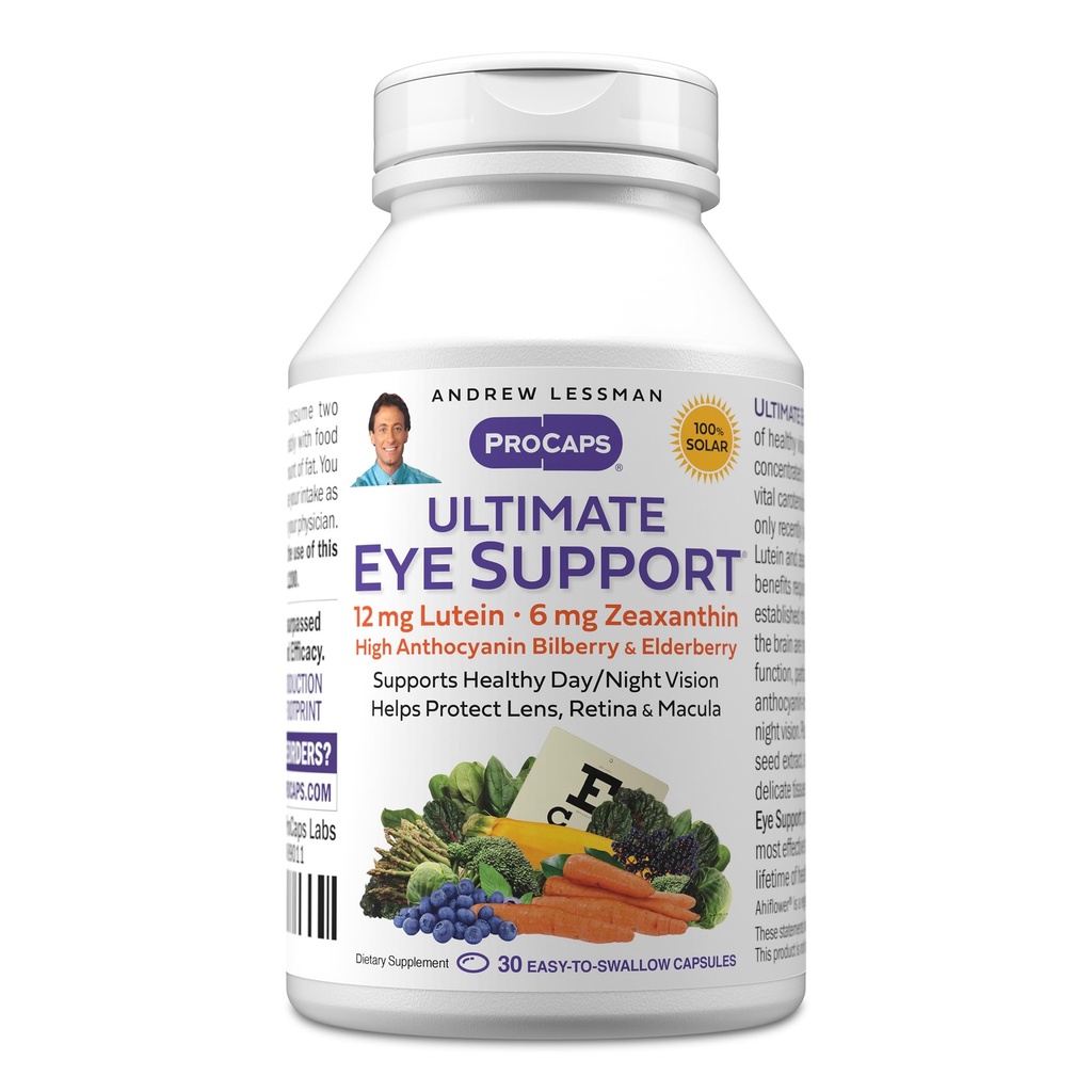 ANDREW LESSMAN Ultimate Eye Support 30 Softgels - 12mg Lutein, 6mg Zeaxanthin, Bilberry, Key Nutrients zur Unterstützung der Augengesundheit und Förderung einer gesunden Vision. Keine Zusatzstoffe. Einfach zu schlucken Softgels