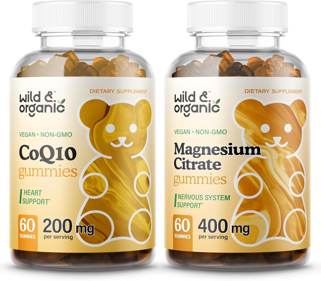 Gommies sauvages et biologiques CoQ10 et Gommies de citrate de magnésium
