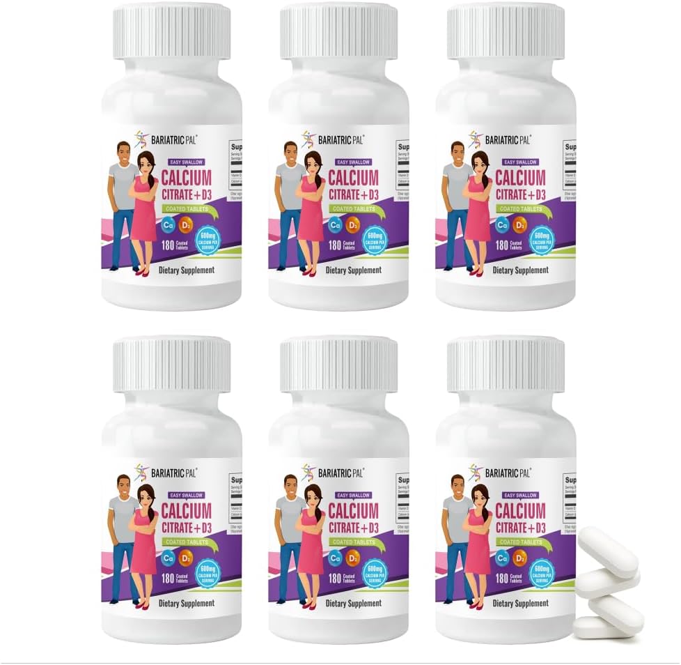BariatricPal Easy Swallow Calcium Citrat (600mg) und D3 Beschichtete Tabletten (180-Day Supply)