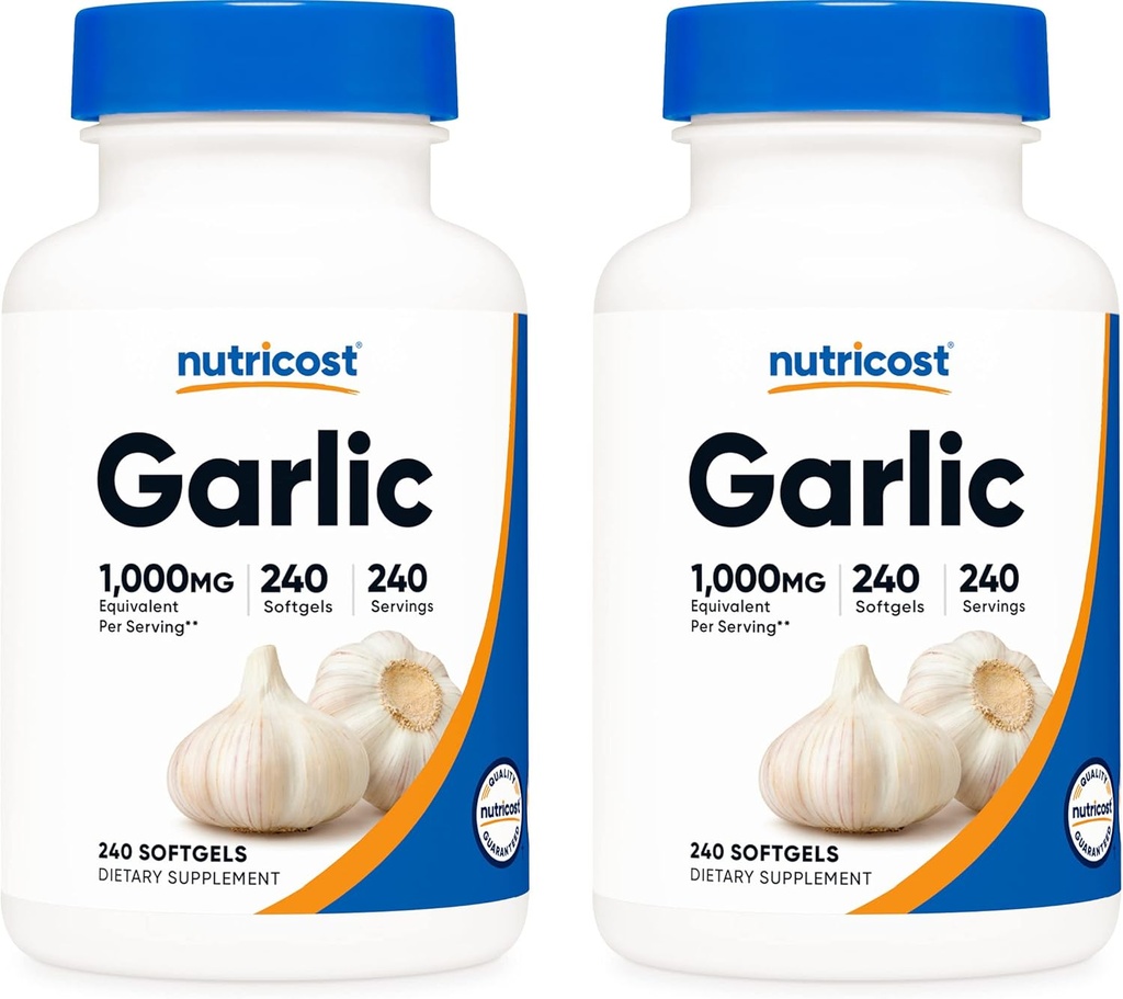Nutricost Knoblauch 1000mg, 240 Softgels (2 Flaschen) - Ordnungslos, Premium Gluten Kostenlose Ergänzung