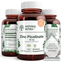 Natürliche Nutra Zink Picolinate 30 mg, doppelte Stärke, Raw und reine, hochverfügbare Ergänzung für Wachstum und Immununterstützung, hilft, Stoffwechsel-System zu unterstützen, verringern Common Cold 250 Kapsel