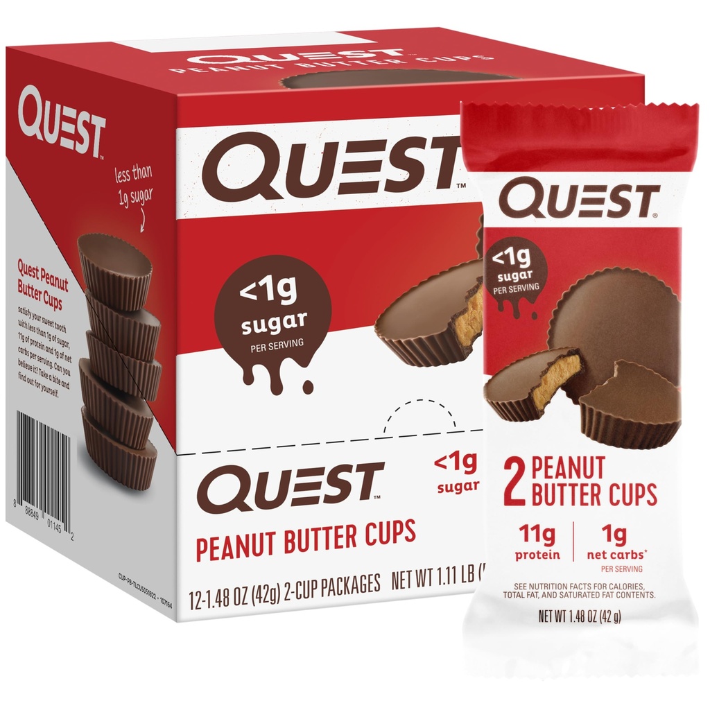 Quest Nutrition Peanut Butter Cups, 11g Protein, 1g Zucker, Low Carb, Glutenfrei, Keto Friendly, 12 Count
