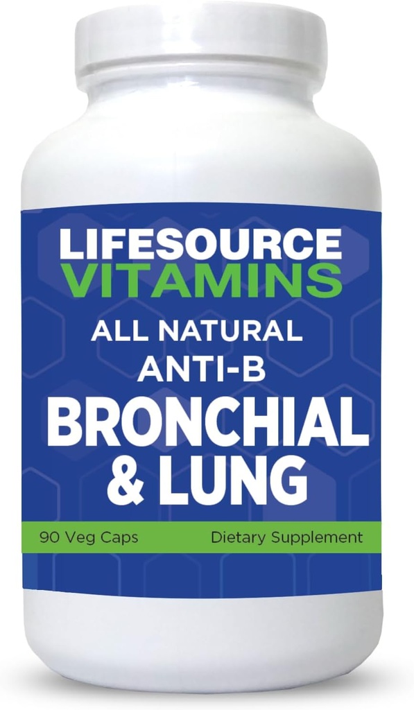 LifeSource Vitamine Alle natürlichen Anti-B Bronchial & Lung Unterstützung – 14 Alle natürlichen Inhaltsstoffe - 90 Kapseln - proprietäre Formel