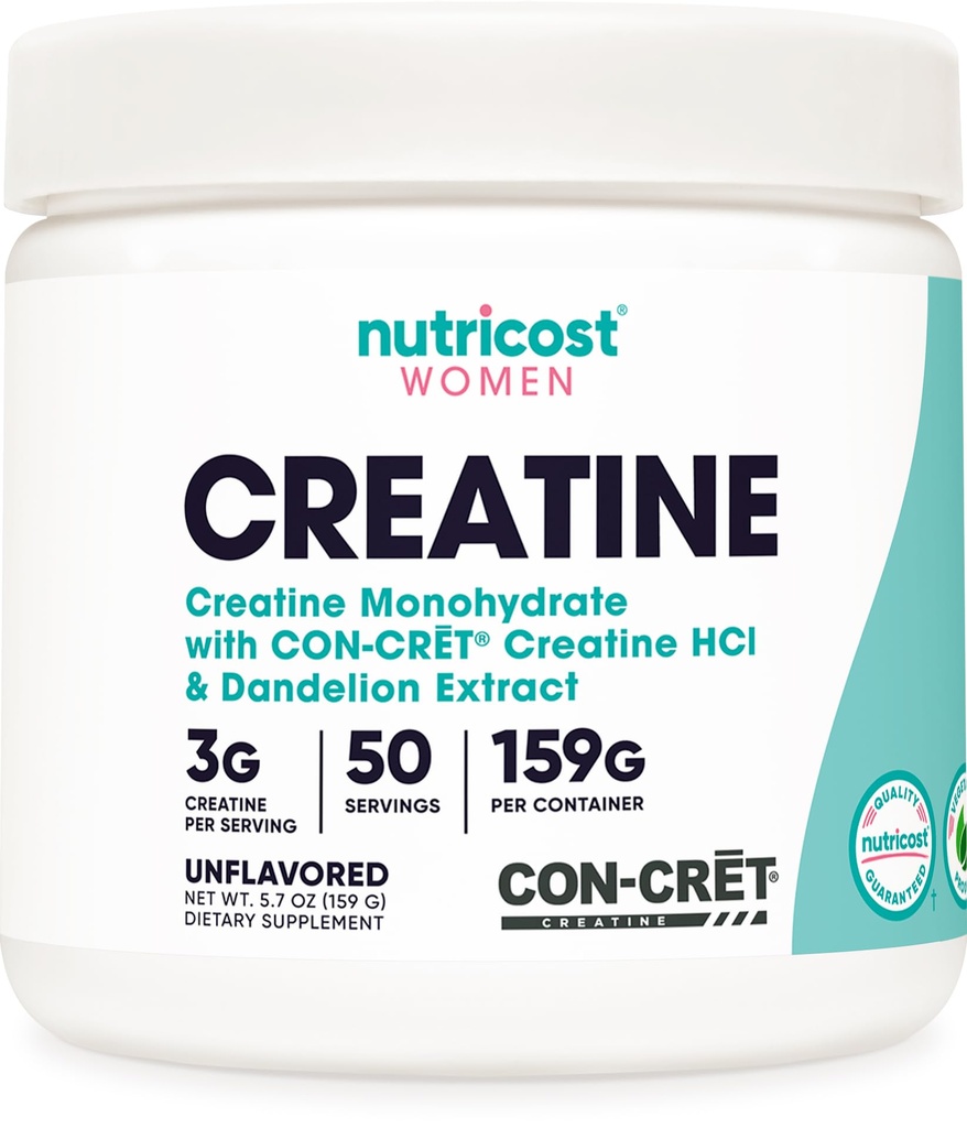 Nutricost Creatine Monohydrat Pulver für Frauen, Micronized, Unflavored, 50 Servierungen - Vegetarisch, Non-GMO, Glutenfrei