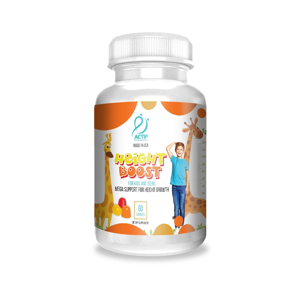 Actif Height Boost Mega Unterstützung für Höhenwachstum mit 10+ Faktoren, Höhenergänzung für Kinder und Jugendliche, 60 Gummi, Erdbeeren Geschmack, Holen Sie sich schnell Formel