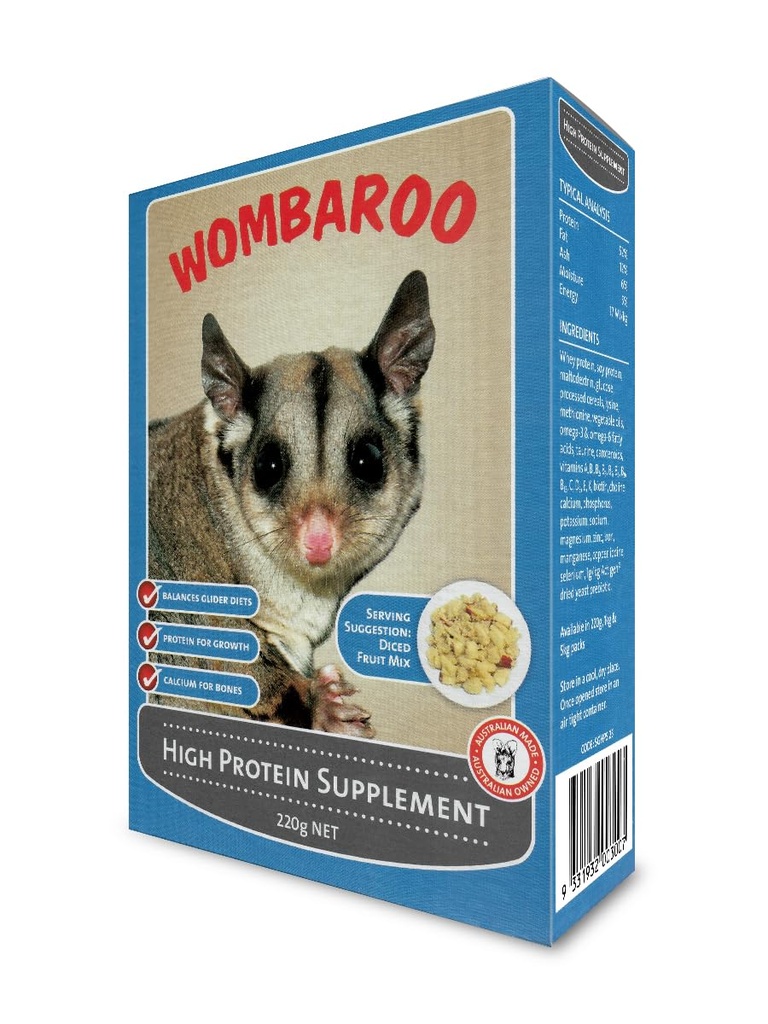 Wombaroo High Protein Supplement für Zuckerglder und fliegende Eichhörnchen, Instant HPW - 7.7 Unzen (220 Gramm)
